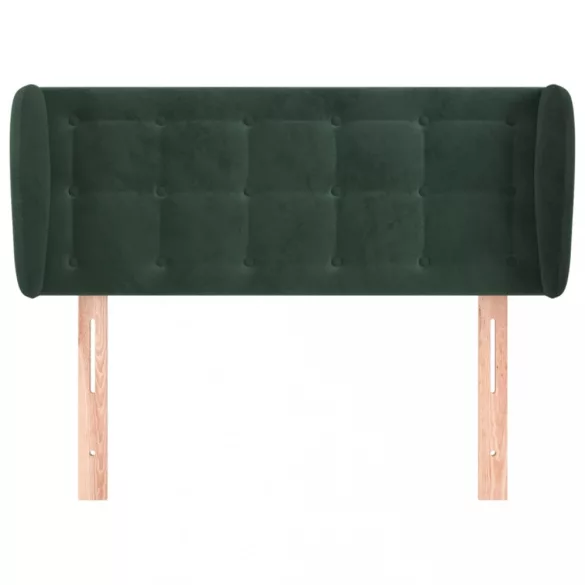 sötétzöld bársony fejtámla szárnyakkal 103x23x78/88 cm