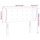 sötétkék bársony fejtámla 103x23x78/88 cm