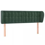 sötétzöld bársony fejtámla szárnyakkal 147x23x78/88 cm