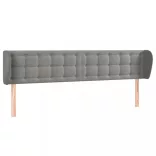 világosszürke bársony fejtámla szárnyakkal 163x23x78/88 cm