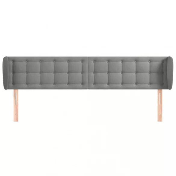 világosszürke bársony fejtámla szárnyakkal 163x23x78/88 cm