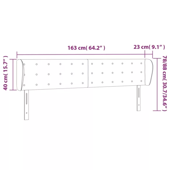 sötétzöld bársony fejtámla szárnyakkal 163x23x78/88 cm