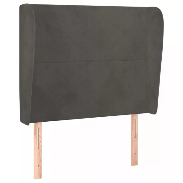 sötétszürke bársony fejtámla szárnyakkal 83 x 23 x 118/128 cm