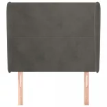 sötétszürke bársony fejtámla szárnyakkal 93 x 23 x 118/128 cm