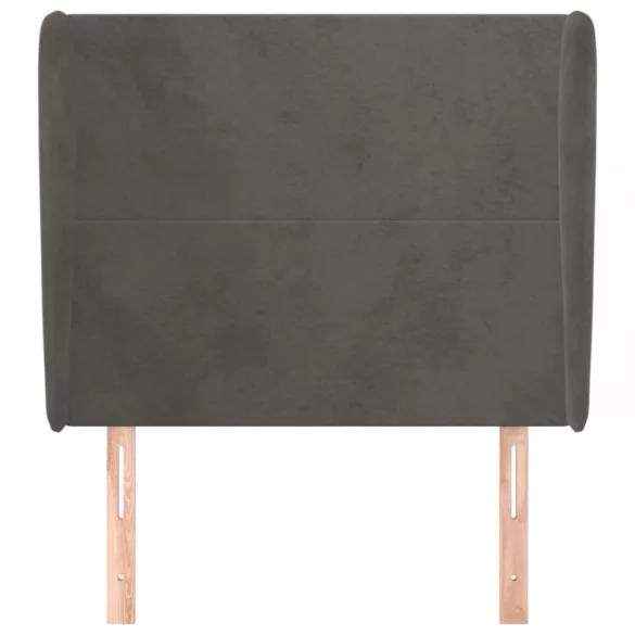 sötétszürke bársony fejtámla szárnyakkal 93 x 23 x 118/128 cm