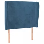 sötétkék bársony fejtámla szárnyakkal 93 x 23 x 118/128 cm