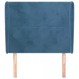 sötétkék bársony fejtámla szárnyakkal 93 x 23 x 118/128 cm