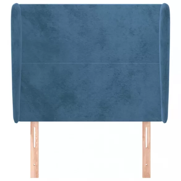 sötétkék bársony fejtámla szárnyakkal 93 x 23 x 118/128 cm