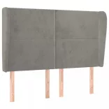 világosszürke bársony fejtámla szárnyakkal147 x 23 x 118/128 cm