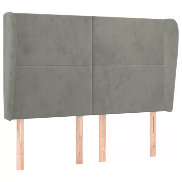 világosszürke bársony fejtámla szárnyakkal147 x 23 x 118/128 cm