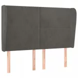 sötétszürke bársony fejtámla szárnyakkal 147 x 23 x 118/128 cm