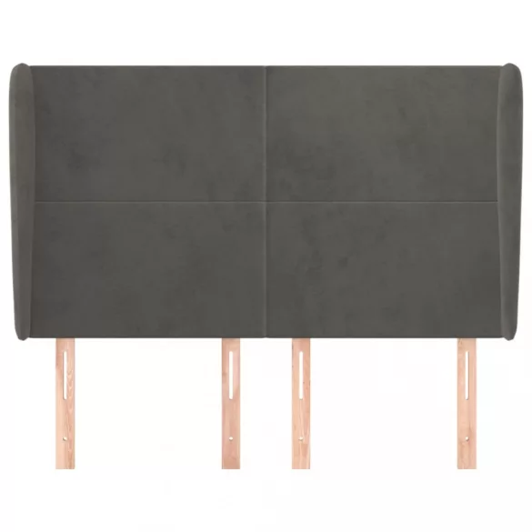 sötétszürke bársony fejtámla szárnyakkal 147 x 23 x 118/128 cm