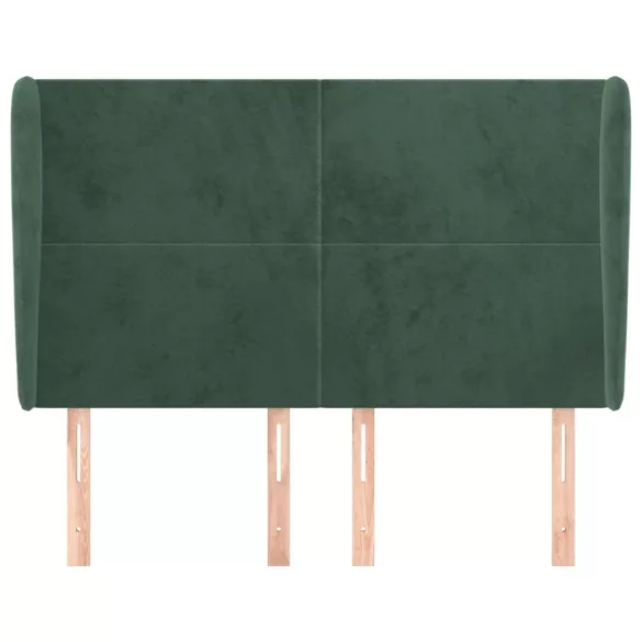 sötétzöld bársony fejtámla szárnyakkal 147 x 23 x 118/128 cm