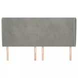 világosszürke bársony fejtámla szárnyakkal 163x23x118/128 cm