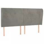 világosszürke bársony fejtámla szárnyakkal 183x23x118/128 cm