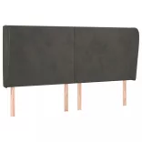 sötétszürke bársony fejtámla szárnyakkal 183x23x118/128 cm