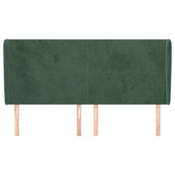 sötétzöld bársony fejtámla szárnyakkal 183x23x118/128 cm
