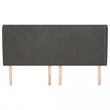 sötétszürke bársony fejtámla szárnyakkal 203x23x118/128 cm