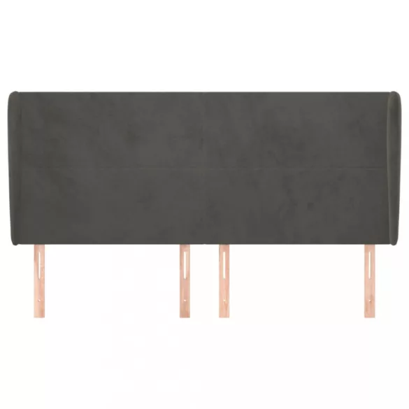 sötétszürke bársony fejtámla szárnyakkal 203x23x118/128 cm