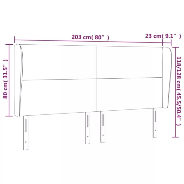 sötétzöld bársony fejtámla szárnyakkal203x23x118/128 cm