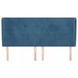 sötétkék bársony fejtámla szárnyakkal 203x23x118/128 cm