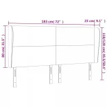szürke műbőr fejtámla szárnyakkal 183x23x118/128 cm
