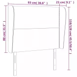 sötétszürke szövet fejtámla szárnyakkal 93 x 23 x 118/128 cm