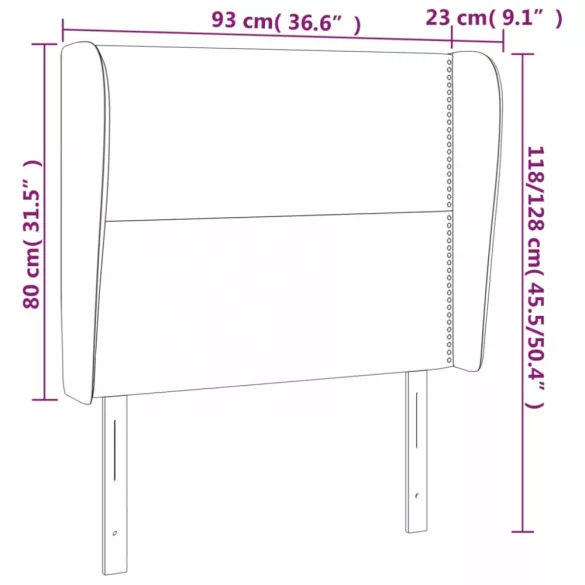 sötétbarna szövet fejtámla szárnyakkal 93 x 23 x 118/128 cm