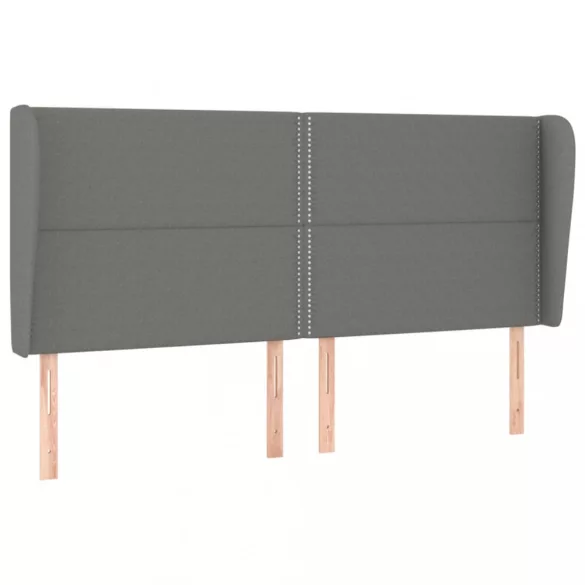 sötétszürke szövet fejtámla szárnyakkal 203x23x118/128 cm
