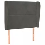 sötétszürke bársony fejtámla szárnyakkal 83 x 23 x 118/128 cm