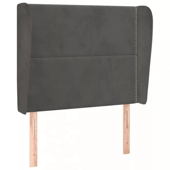 sötétszürke bársony fejtámla szárnyakkal 83 x 23 x 118/128 cm