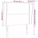 sötétszürke bársony fejtámla szárnyakkal 83 x 23 x 118/128 cm