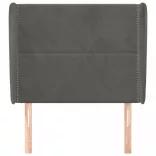 sötétszürke bársony fejtámla szárnyakkal 93 x 23 x 118/128 cm