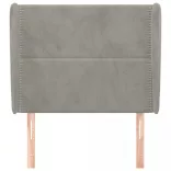 világosszürke bársony fejtámla szárnyakkal103 x 23 x 118/128 cm