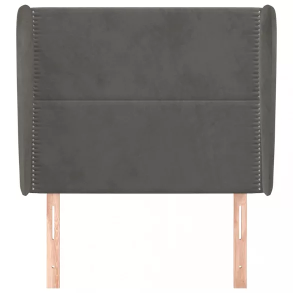 sötétszürke bársony fejtámla szárnyakkal 103 x 23 x 118/128 cm