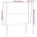 sötétszürke bársony fejtámla szárnyakkal 103 x 23 x 118/128 cm