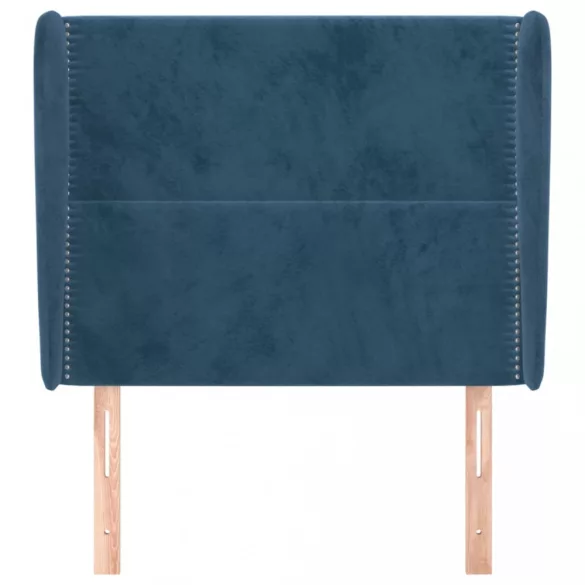 sötétkék bársony fejtámla szárnyakkal 103 x 23 x 118/128 cm