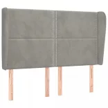 világosszürke bársony fejtámla szárnyakkal147 x 23 x 118/128 cm