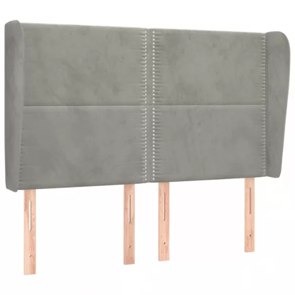 világosszürke bársony fejtámla szárnyakkal147 x 23 x 118/128 cm