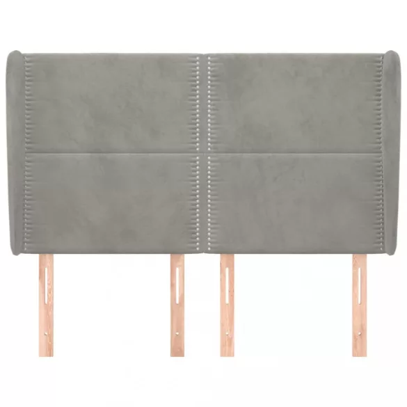 világosszürke bársony fejtámla szárnyakkal147 x 23 x 118/128 cm