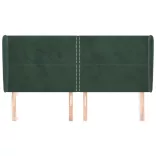 sötétzöld bársony fejtámla szárnyakkal 183x23x118/128 cm