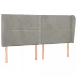 világosszürke bársony fejtámla szárnyakkal 203x23x118/128 cm