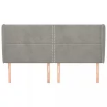 világosszürke bársony fejtámla szárnyakkal 203x23x118/128 cm