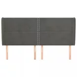 sötétszürke bársony fejtámla szárnyakkal 203x23x118/128 cm