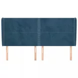 sötétkék bársony fejtámla szárnyakkal 203x23x118/128 cm