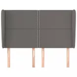 szürke műbőr fejtámla szárnyakkal 147 x 23 x 118/128 cm