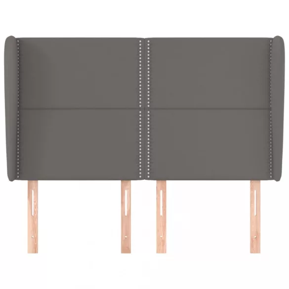 szürke műbőr fejtámla szárnyakkal 147 x 23 x 118/128 cm