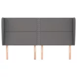 szürke műbőr fejtámla szárnyakkal 183x23x118/128 cm