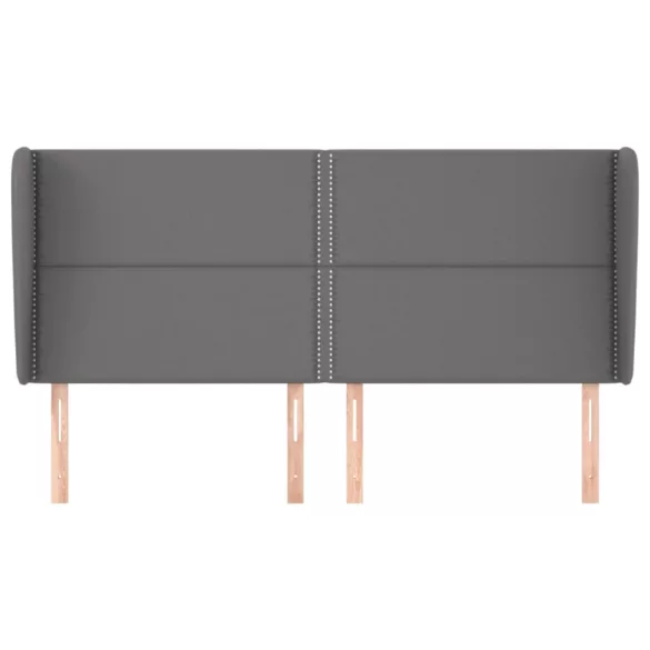 szürke műbőr fejtámla szárnyakkal 183x23x118/128 cm