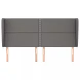 szürke műbőr fejtámla szárnyakkal 203x23x118/128 cm